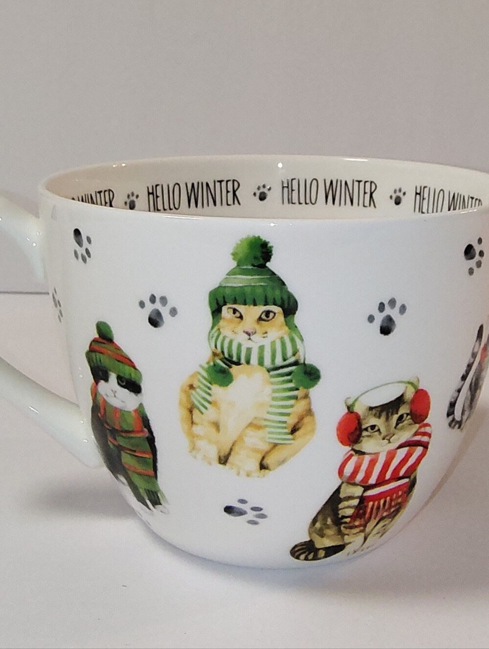 Portobello By Design 'Hello Winter" Bone China Cats White Ceramic Mug England